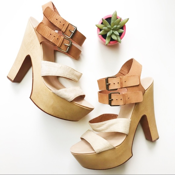 J. Litvack Shoes - J. Litvack Charlton Wood Leather Platform Sandals